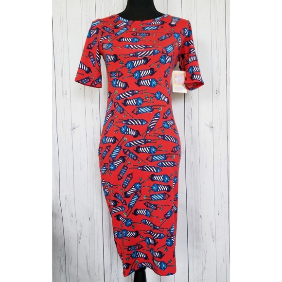 ⬇️🌹NWT! Lularoe (XS) Julia Fireworks Midi Dress - Picture 3 of 8